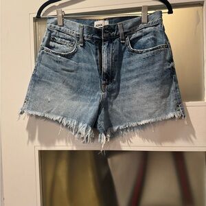 ASKK NY Frayed Hem Light Blue Jean Shorts